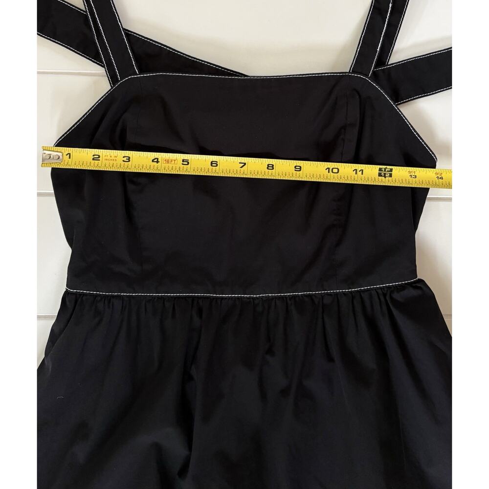 Zara Black Cotton Poplin Midi Dress Cut Out Tie Back Pockets Strappy Sundress S - Picture 12 of 14